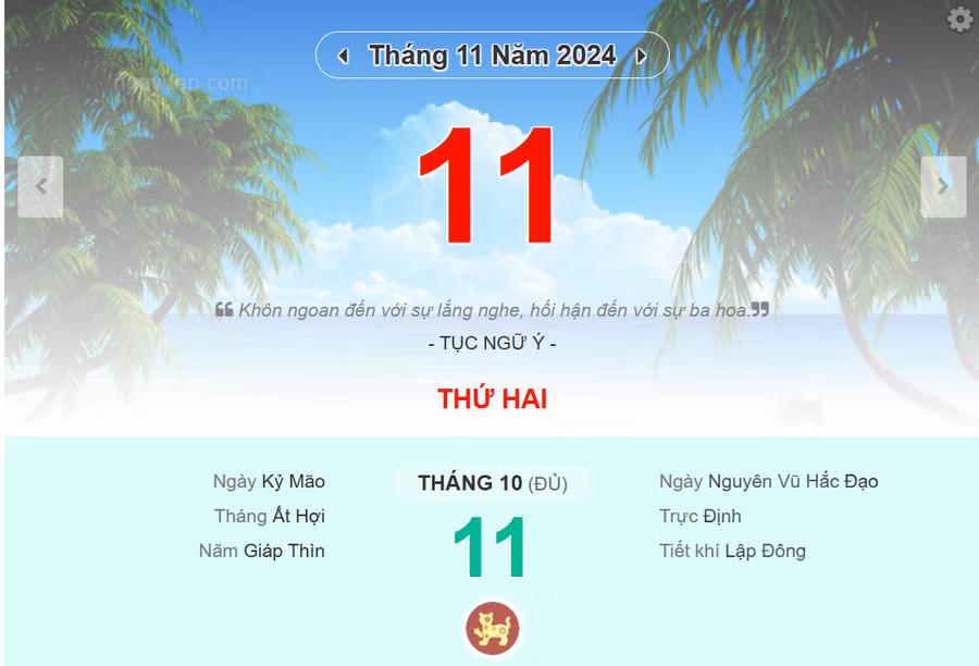 Lịch âm 11/11 - Xem lịch âm ngày 11/11