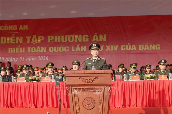 Thượng tướng Phạm Thế Tùng, Thứ trưởng Bộ Công an phát biểu tại buổi lễ. Ảnh: Phương Hoa/TTXVN