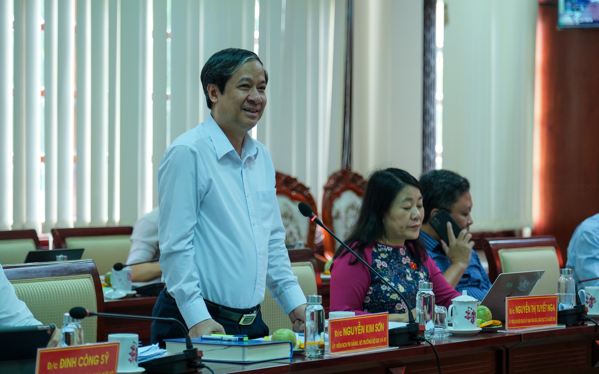Bộ trưởng Nguyễn Kim Sơn phát biểu tại buổi làm việc. Bộ trưởng Nguyễn Kim Sơn phát biểu tại buổi làm việc.