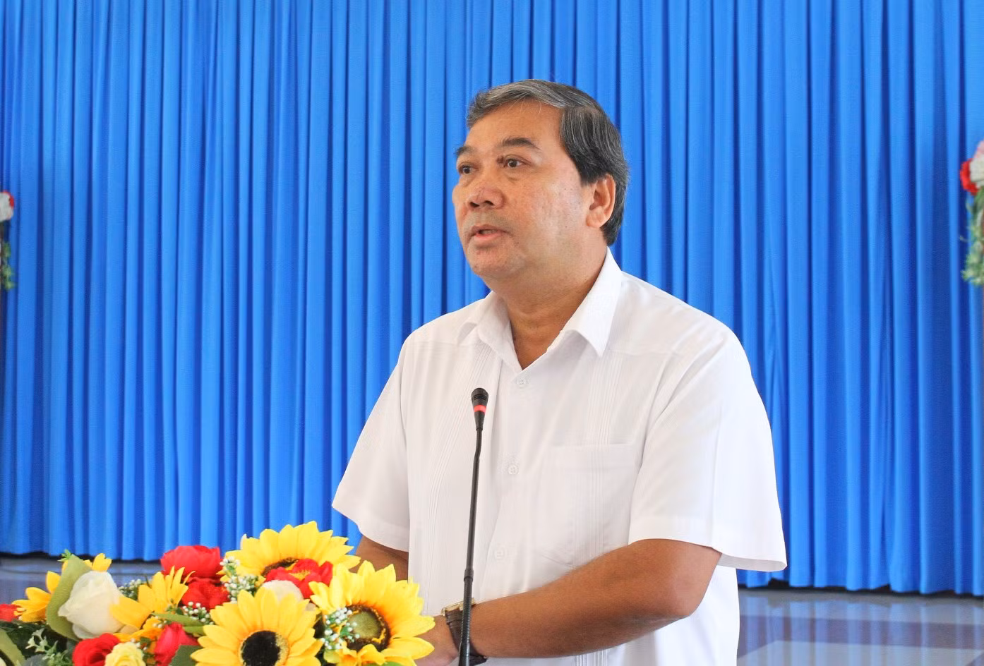 Ông Kim Ngọc Thái, Phó Bí thư Thường trực Tỉnh ủy, Chủ tịch HĐND tỉnh Trà Vinh phát biểu tại buổi làm việc.