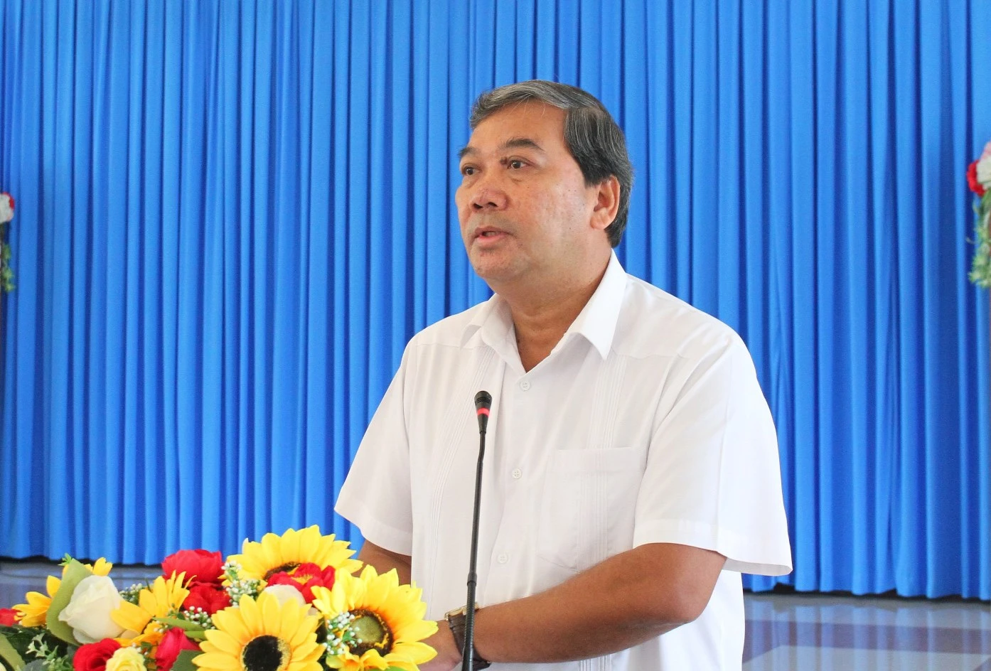 Ông Kim Ngọc Thái, Phó Bí thư Thường trực Tỉnh ủy, Chủ tịch HĐND tỉnh Trà Vinh phát biểu tại buổi làm việc.