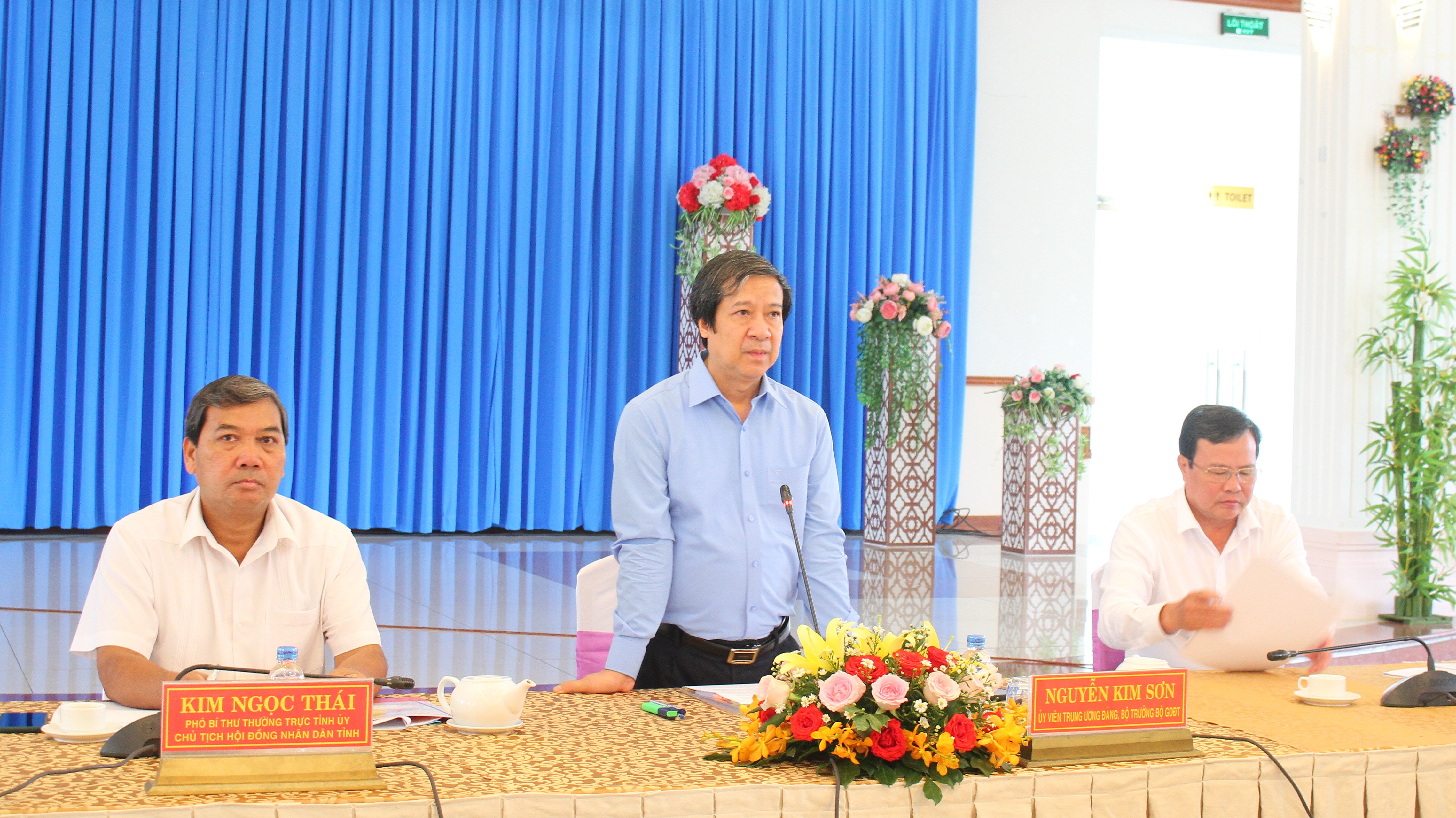 Bộ trưởng Nguyễn Kim Sơn phát biểu tại buổi làm việc. Bộ trưởng Nguyễn Kim Sơn phát biểu tại buổi làm việc.