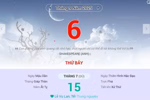 Lịch âm 6/9 - Xem lịch âm ngày 6/9