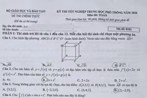Gợi ý đáp án môn Toán Kỳ thi tốt nghiệp THPT 2026