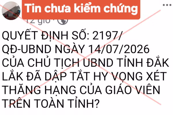 Thông tin gây hoang mang dư luận tại Đắk Lắk. (Ảnh chụp màn hình)