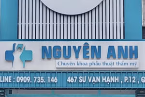 Công ty TNHH viện thẩm mỹ Nguyên Anh, địa chỉ số 467 Sư Vạn Hạnh, Phường 12, Quận 10. (Ảnh: C.A)