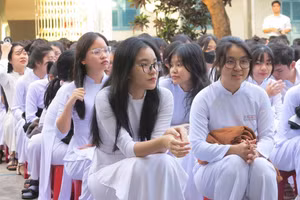 Học sinh lớp 12 Trường THPT Hoàng Văn Thụ, TP Nha Trang, Khánh Hòa. (Ảnh: H.Ngân)