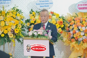 Ông Kaneda Hiroki – Tổng Giám đốc Acecook Việt Nam phát biểu tại lễ động thổ.