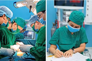 Ekip thực hiện ca phẫu thuật. (Ảnh: SYT)
