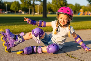 Phụ huynh cần trang bị bảo hộ đầy đủ cho trẻ (mũ, găng, nón, đệm bảo vệ hông – mông) khi chơi thể thao. 