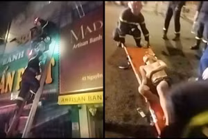 8 người mắc kẹt trong đám cháy được lực lượng cứu hộ giải cứu. 