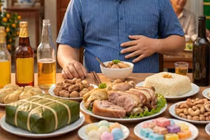 Nam giới tăng cân nhiều sau những ngày Tết. (Ảnh minh họa).