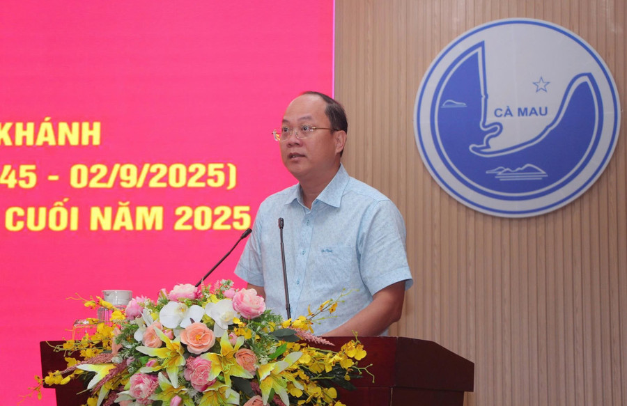 Bí thư Tỉnh ủy Cà Mau, ông Nguyễn Hồ Hải phát biểu chỉ đạo tại buổi lễ. 518807370-789708693391396-8743328895962645314-n.jpg