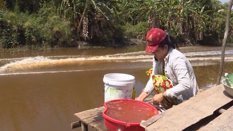 Nhiều hộ dân xã Biển Bạch phải sử dụng nước nhiễm phèn, mặn sinh hoạt trong mùa khô.