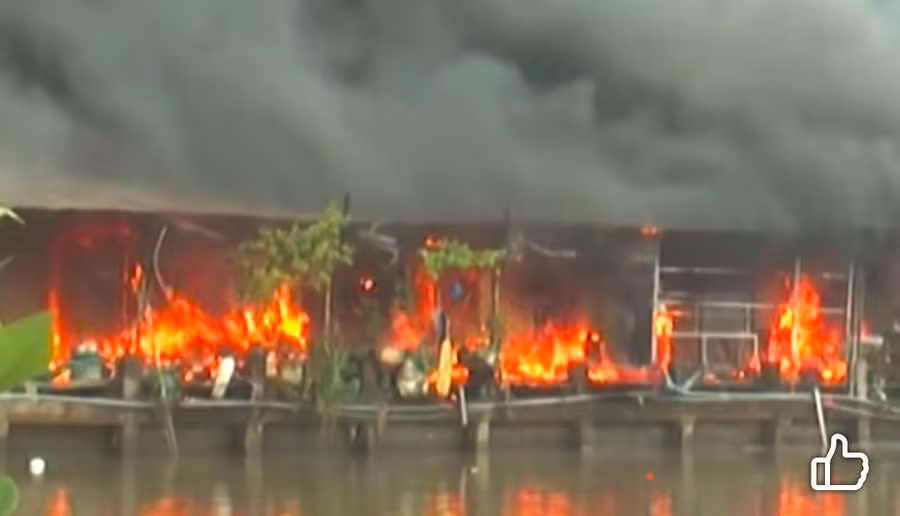 Hiện trường vụ cháy chợ Thanh Tùng.