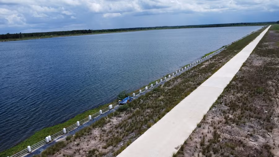 Công trình hồ chứa nước ngọt tại tỉnh Cà Mau.