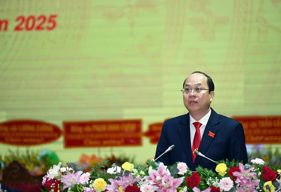 Ông Nguyễn Hồ Hải, Bí thư Tỉnh ủy Cà Mau phát biểu bế mạc Đại hội. 