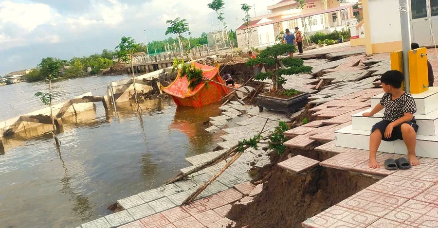 Khu vực xảy ra sạt lở. (Ảnh: Quách Mến)