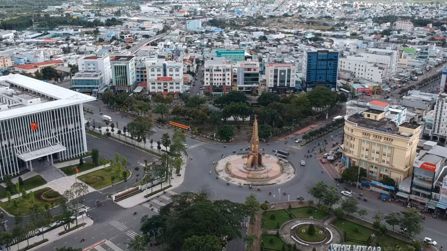 Thành phố Cà Mau nhìn từ trên cao. (Ảnh: Quách Mến)