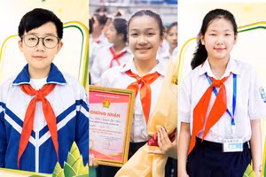 Từ trái sang: Đào Đức Anh, Nịnh Nguyễn Gia Hân và Bùi Vũ Gia Linh.