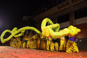 Một màn múa rồng trong buổi khai mạc. Ảnh: CTV.