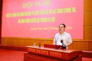 Ông Quản Minh Cường, Bí thư Tỉnh ủy Quảng Ninh phát biểu chỉ đạo tại hội nghị.