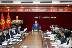 Ông Quản Minh Cường, Bí thư Tỉnh ủy Quảng Ninh phát biểu tại buổi làm việc.