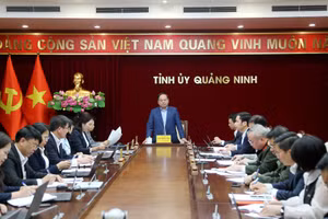 Ông Quản Minh Cường, Bí thư Tỉnh ủy Quảng Ninh phát biểu tại buổi làm việc.
