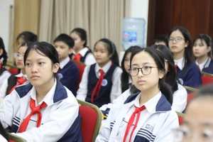 Học sinh Trường THCS Ngô Sĩ Liên (phường Cửa Nam, Hà Nội).