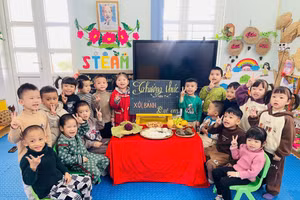 Học sinh Trường Mầm non Bình Liêu 1, xã miền núi Bình Liêu.