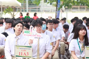 Học sinh Trường THPT Phan Huy Chú - Đống Đa tham dự diễn đàn.