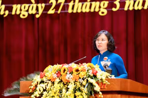 Bà Trịnh Thị Minh Thanh phát biểu nhận nhiệm vụ.