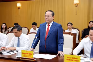 Ông Quản Minh Cường, Bí thư Tỉnh ủy Quảng Ninh, phát biểu tại buổi tiếp.