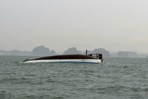 Tàu du lịch bị lật.