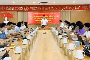 Ông Nguyễn Xuân Thủy, Phó Cục trưởng Cục Giáo dục nghề nghiệp, Giáo dục thường xuyên (Bộ GD&ĐT) phát biểu tại buổi làm việc. Ảnh: B.G