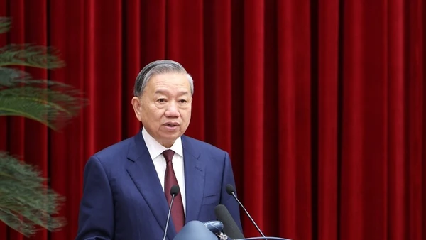 Tổng Bí thư Tô Lâm đã phát biểu bế mạc Hội nghị lần thứ 2 Ban Chấp hành Trung ương Đảng khoá XIV - Ảnh VGP/Đức Tuân.