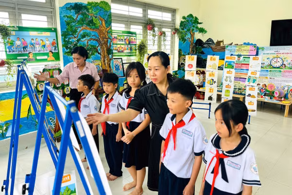 Hoạt động học tập của học sinh Trường Tiểu học Thuận Kiều (phường Đông Hưng Thuận, TPHCM).