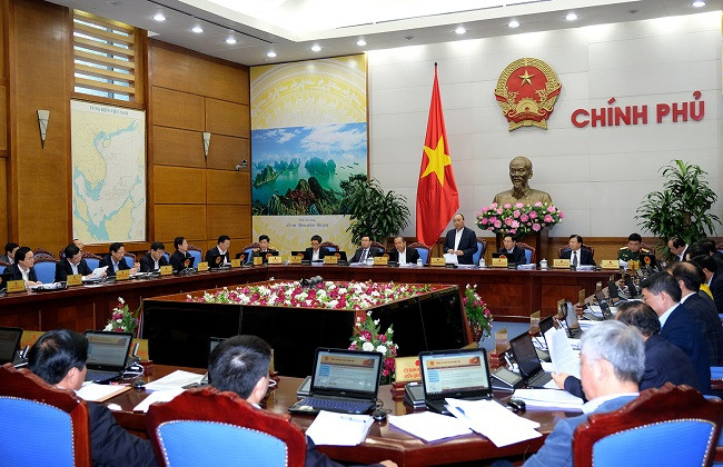 Phiên họp thường kỳ Chính phủ tháng 11/2017. Ảnh theo VGP