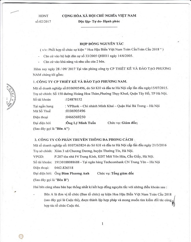 Hợp đồng Nguyên tắc kí giữa công ty cổ phần Thiết kế và Đào tạo Phương Nam với Công ty cổ phần Truyền thông Đa phong cách Hợp đồng Nguyên tắc kí giữa công ty cổ phần Thiết kế và Đào tạo Phương Nam với Công ty cổ phần Truyền thông Đa phong cách