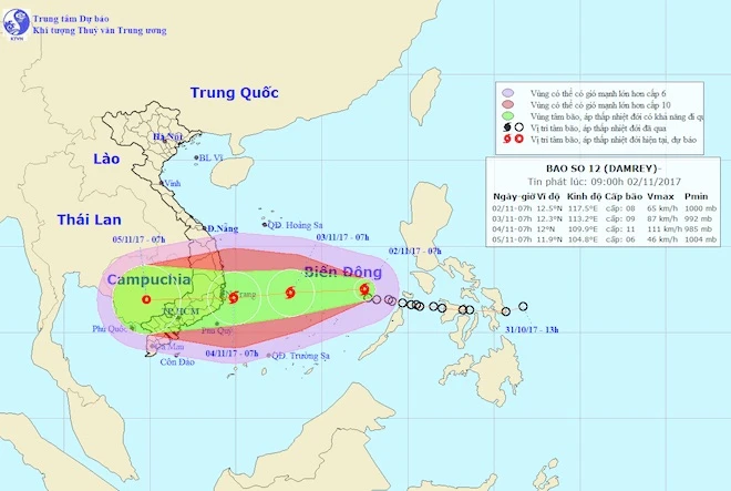 Sơ đồ đi của bão số 12