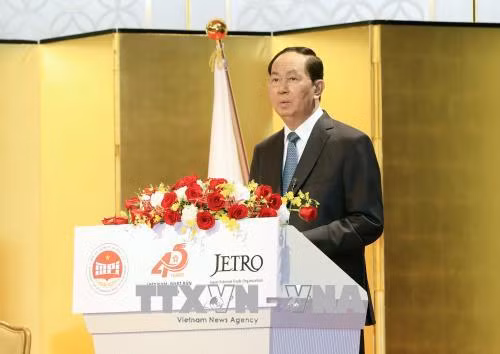 Chủ tịch nước Trần Đại Quang phát biểu tại Hội nghị Xúc tiến đầu tư Việt Nam. Ảnh: TTXVN