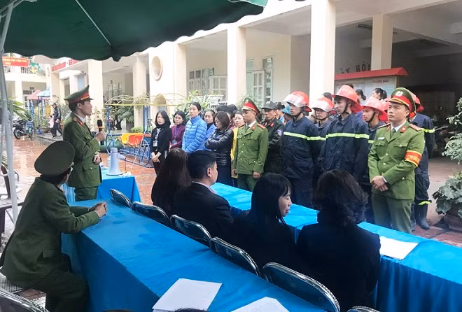 Tại buổi diễn tập các lực lượng cùng nhau rút kinh nghiệm