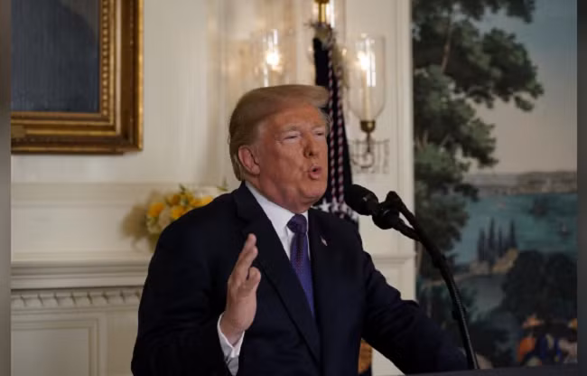 Tổng thống Mỹ Donald Trump đưa ra tuyên bố về Syria tại Nhà Trắng ngày 13/4/2018.Ảnh: Reuters