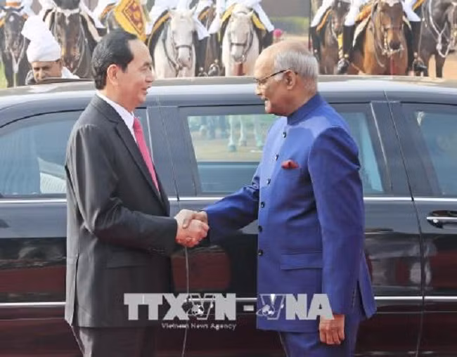 Chủ tịch nước Trần Đại Quang và Tổng thống Ấn Độ Ram Nath Kovind. Ảnh: TTXVN
