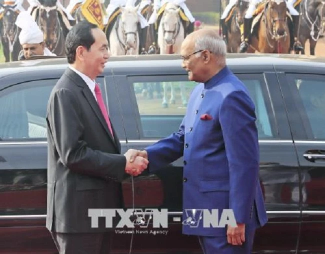 Chủ tịch nước Trần Đại Quang và Tổng thống Ấn Độ Ram Nath Kovind. Ảnh: TTXVN