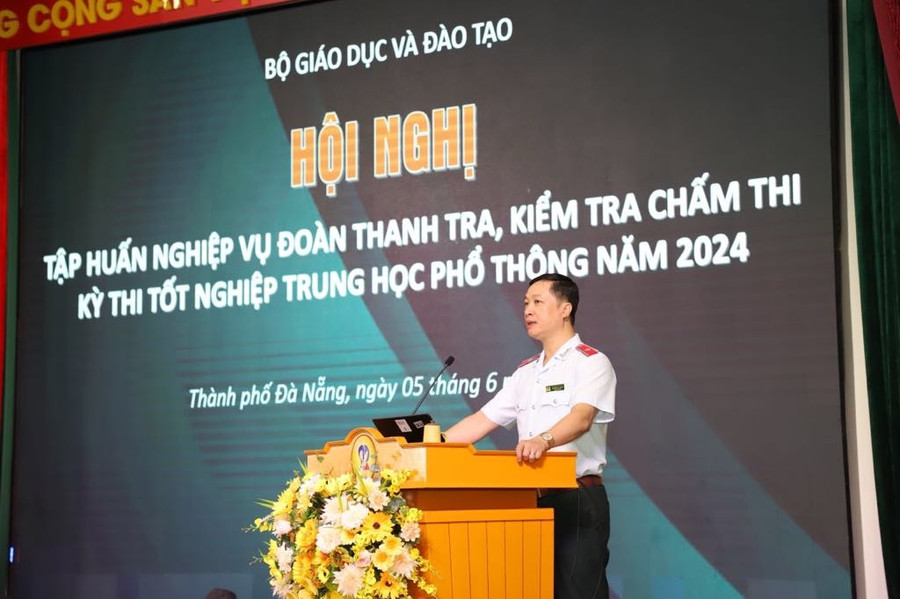 Ông Nguyễn Đức Cường, Chánh Thanh tra Bộ GD&ĐT phát biểu tại hội nghị tập huấn nghiệp vụ thanh tra, kiểm tra Kỳ thi tốt nghiệp THPT năm 2024. 3d5a1559-c1c9-4703-bb1e-97c160280e1c.jpg