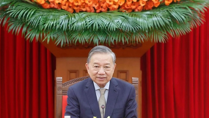 Tổng Bí thư Tô Lâm điện đàm Tổng thống Hàn Quốc Lee Jae Myung. (Ảnh: Thống Nhất/TTXVN)