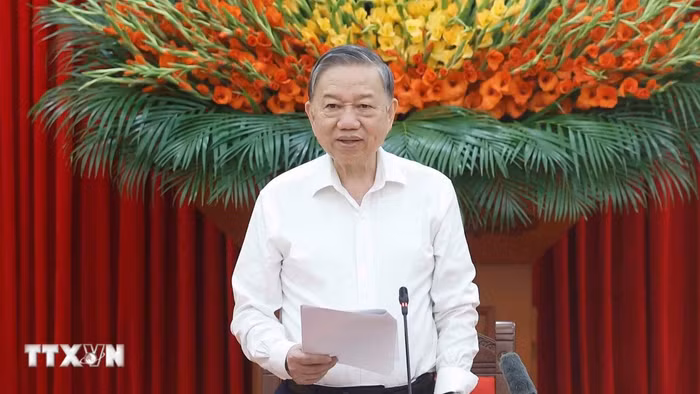 Tổng Bí thư, Chủ tịch nước Tô Lâm, Trưởng Ban Chỉ đạo phát biểu. (Ảnh: Thống Nhất/TTXVN)