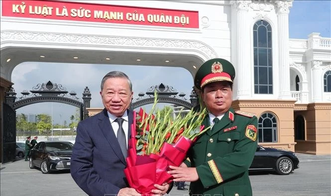 Tổng Bí thư Tô Lâm đến dự lễ kỷ niệm. Ảnh: Trọng Đức/TTXVN