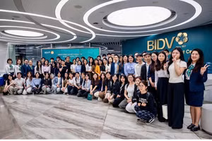 Sinh viên chuyên ngành ngân hàng số HVNH đi thực tế tại Khối Công nghệ thông tin và Ngân hàng số, Hội sở Ngân hàng TMCP Đầu tư & Phát triển Việt Nam (BIDV) tháng 4/2025.